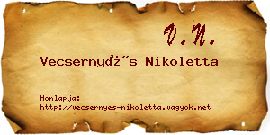 Vecsernyés Nikoletta névjegykártya